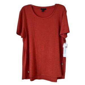 NWT Tribal T-Shirt w/ Side Button Accents, Sz. L, Burnt Orange, Round Neck